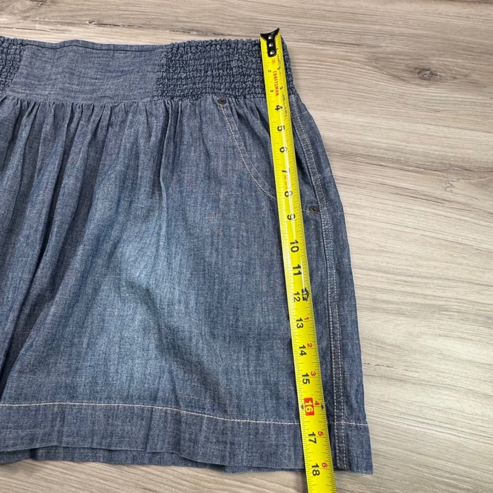 Lucky Brand Womens Denim Mini Skirt Blue Smocked Waist Cotton XL 7W40340 - Picture 3 of 8